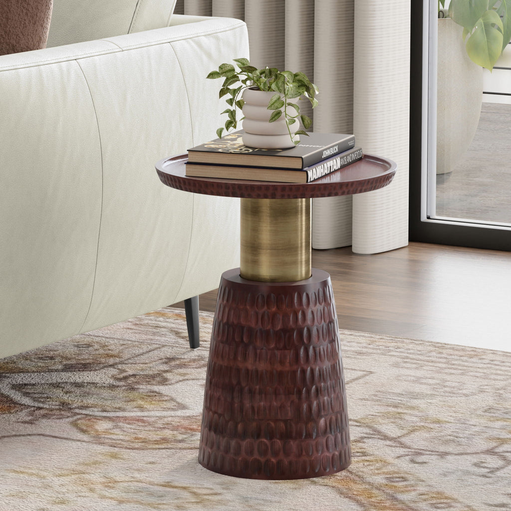 Fluted Wood Side Table