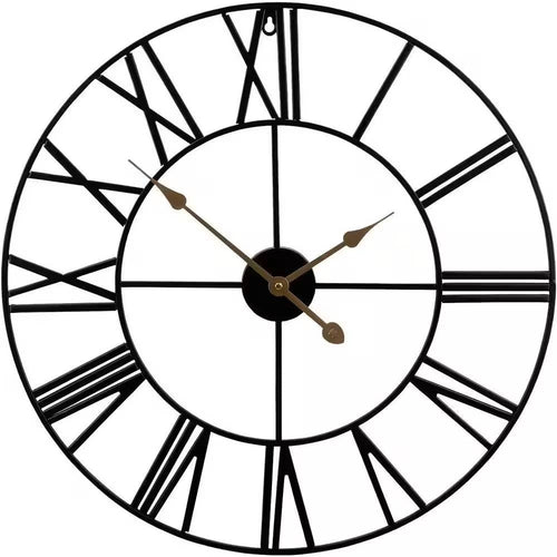 24-Inch Black & Gold Roman Numeral Wall Clock